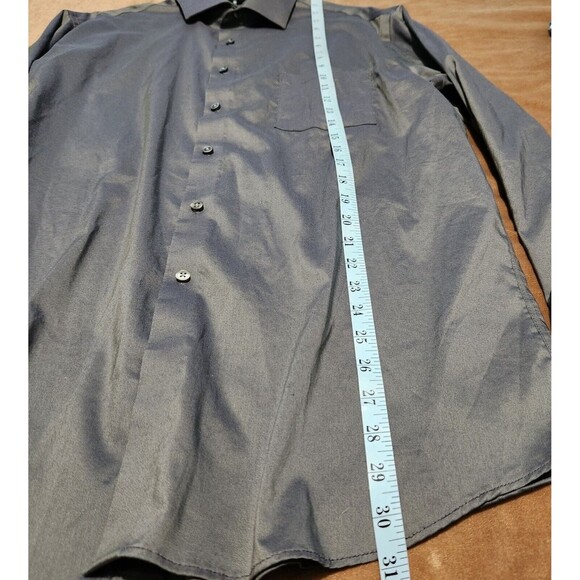 Van Heusen Dress Shirt For Mens Large 34-35 LongSleeve Gray Regular Fit Stretch - Picture 4 of 11